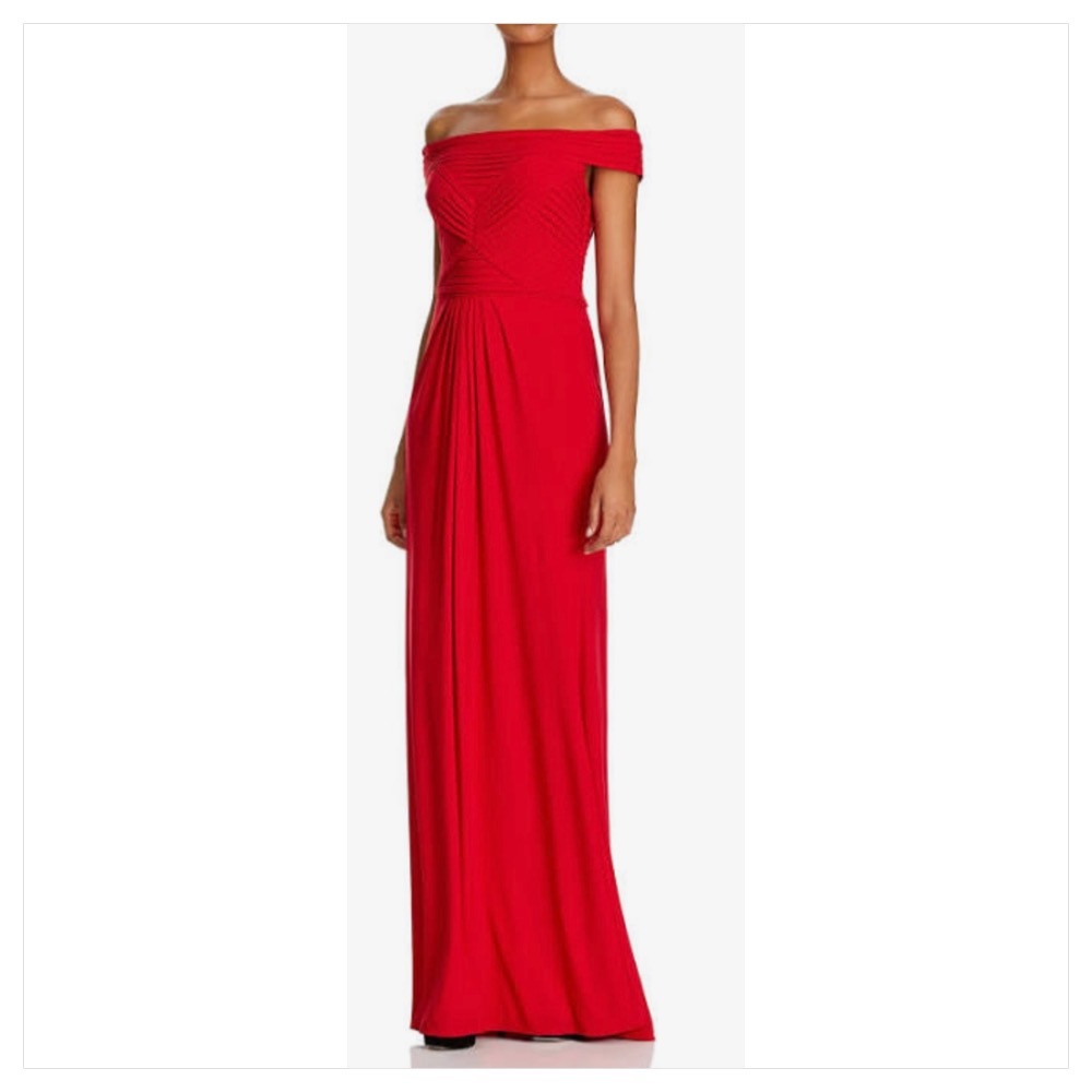 Adrianna Papell Pleated Off Shoulder Sheath Dress